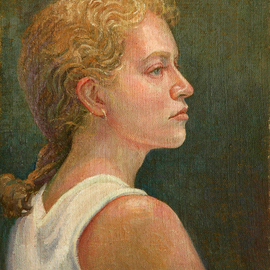 Judith Fritchman: 'Profile of Rebecca', 2004 Oil Painting, Portrait. Artist Description:  Another view of a lovely young woman. ...
