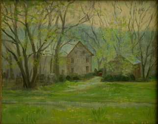 Judith Fritchman: 'Spring Promise', 2005 Oil Painting, Undecided.  An April walk through the village. ...