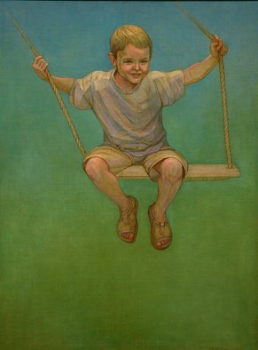 Judith Fritchman: 'Swing I', 2006 Oil Painting, Children.  Swinging high in the sky. . . one of the great joys of childhood! ...