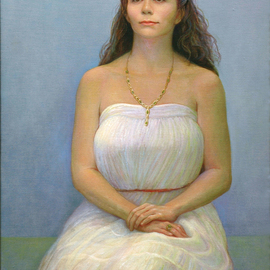 Judith Fritchman: 'Threshold', 2011 Oil Painting, Portrait. Artist Description:   A lovely young woman poised at the threshold. . .  ...