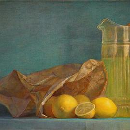 Judith Fritchman: 'When Life Gives You Lemons', 2012 Oil Painting, Still Life. Artist Description:    A pitcher of lemonade is displayed next to a paper bag full of lemons. ...