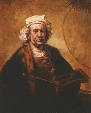 John Gamache: 'Rembrandt my mentor of light  by John Gamache', 2017 Oil Painting, Representational. Copy of Rembrandt self portrait Frame Antique gold speckle 5width...