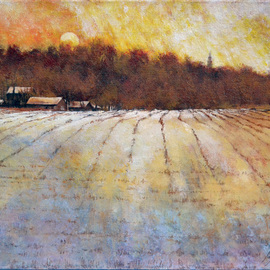 John Gamache: 'Snowy Fields Mustard Skies', 2013 Oil Painting, Representational. Artist Description: Oil on linen...