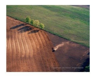 John Griebsch: 'Field  Tractor  and Four Trees ', 2008 Color Photograph, Abstract Landscape.  Aerial Photograph Archival Print  edition of 25...