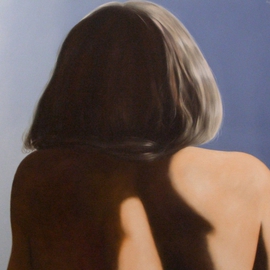 James Gwynne: 'Model back view', 2009 Oil Painting, nudes. Artist Description: Sunlit view of models hair and back ...