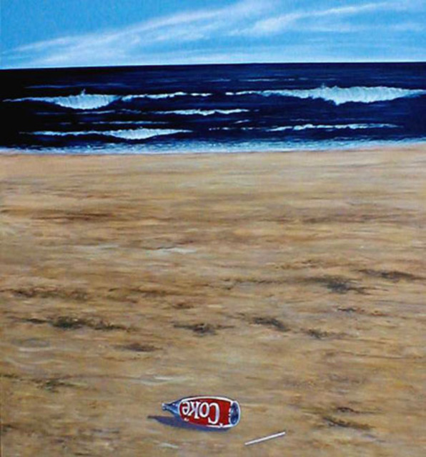 Artist James Gwynne. 'Seascape With Coke' Artwork Image, Created in 1989, Original Drawing Pencil. #art #artist