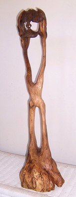John Clarke: 'laughing-his-head-off', 2003 Wood Sculpture, Abstract Figurative. A fellow loses his head to inner questions...