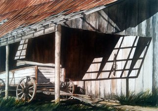 Don Bradford: 'Uncle Seifs Wagon', 2002 Watercolor, Farm.           Tennessee Barn of my uncle.  ...