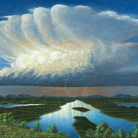 James Hildebrand: 'stormy night in the rockies', 2021 Oil Painting, Landscape. Artist Description: Thunder Storm in the Rockies...