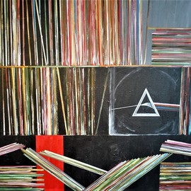 Jim Lively: '265 albums', 2018 Acrylic Painting, Figurative. Artist Description: Vinyl, contemporary, album...