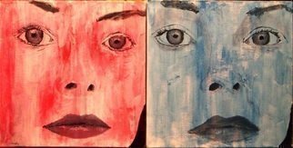 Jim Lively: 'Red Woman, Blue Woman', 2009 Acrylic Painting, Abstract Figurative.  diptych on two 10