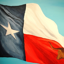 Unattached Texas Flag and Longhorn By Jim Lively