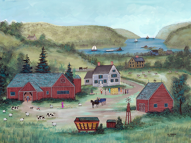 Artist Janet Munro. 'Farm On The Hudson' Artwork Image, Created in 2011, Original Painting Other. #art #artist