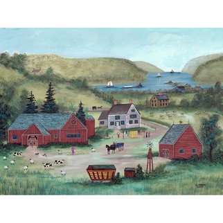 Janet Munro: 'Farm on the Hudson', 2015 , Americana.  Farm on the HudsonThese certified archival giclee reproductions are made with the most advanced technology. They retain the minute detail, subtle tints, blends and feel of the original painting - and are of the same high quality as gicle prints being shown in major museums and galleries, such as The...