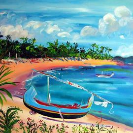 Boat on Senggigi Beach By Jeanie Merila