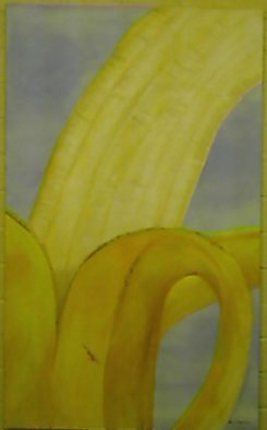 Jo Allebach: 'Banana', 2010 Acrylic Painting, Botanical.    Banana fana fo fana banana. I don' t get it. Anyway this banana had everything a banana needs. Almost perfect skin and inside you know is sweet and creamy.   ...