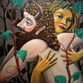 Joao Werner: 'satyr and nymph', 2017 Oil Painting, Figurative. 
