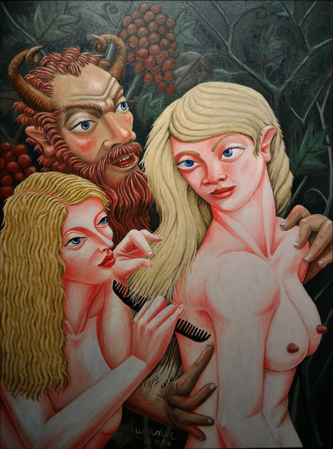 Joao Werner  'Satyr And Nymphs', created in 2017, Original Digital Art.