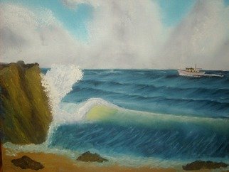 John Hughes: 'Crashing Wave', 2016 Oil Painting, Seascape. Original Oil Painting on Double Primed Cotton Canvas. Unframed. ...