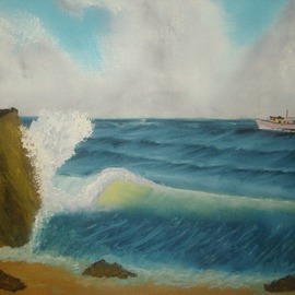 John Hughes: 'Crashing Wave', 2016 Oil Painting, Seascape. Artist Description: Original Oil Painting on Double Primed Cotton Canvas. Unframed. ...