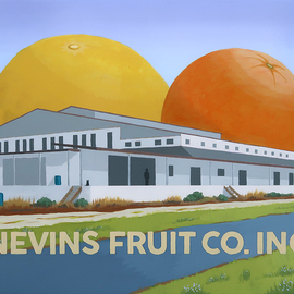 John Cielukowski: 'nevins fruit co titusville fl', 2018 Acrylic Painting, Landscape. Artist Description: Original acrylic painting on a birch wood dimensional panel.The Nevins building is an old abandoned citrus packing house.Finished edges.  Ready to hang. ...