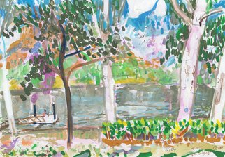 John Douglas: 'rossiter park pontoon', 2015 Other Painting, Landscape. Rossiter Park Pontoon, Townsville, Australia.Gouache and pen on paper. From life. ...