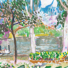 John Douglas: 'rossiter park pontoon', 2015 Other Painting, Landscape. Artist Description: Rossiter Park Pontoon, Townsville, Australia.Gouache and pen on paper. From life. ...