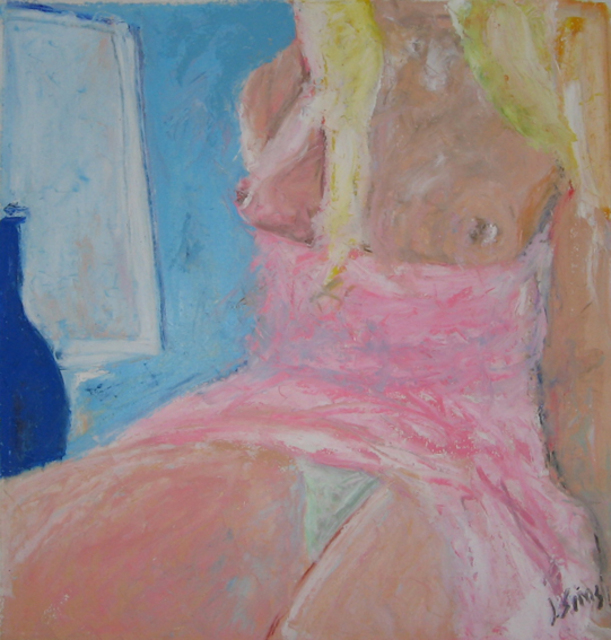 John Sims  'The Pink Dress', created in 2011, Original Mixed Media.