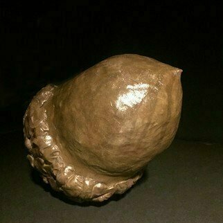 James Johnson: 'Acorn', 2019 Other Sculpture, Abstract. Free shipping within the continental USA.  This is a sculpture created for a show proposal Sculpture for the Blind in the spirit of Constantin Brancusi.  Crafted bronze- fill epoxy over aarmature.  Fingerprints are visible.  The patina is from Liver of Sulphur. ...