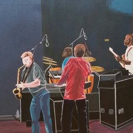 John Trimble: 'Night Sessions', 2016 Acrylic Painting, Music. Artist Description: Jazz In The Park With A Classic Band...