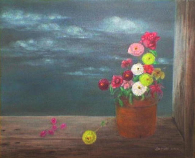 Artist Jo Mari Montesa. 'Flower 3, The Waiting' Artwork Image, Created in 2008, Original Pastel. #art #artist