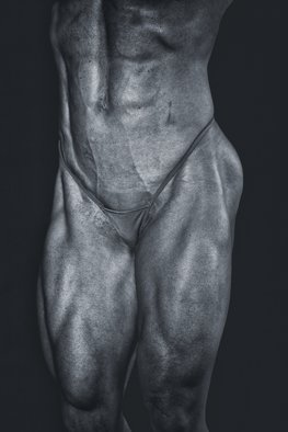 Jonathan O'hora: 'torso', 2017 Black and White Photograph, Abstract Figurative. Photography Black  White, Digital and Gelatin on Paper.Torso 60 x 39 Limited edition of 10Close up detail of Professional Female Bodybuilder.LightJet print on Ilford BW paper aEUR