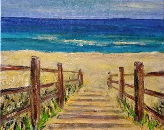Eve Jorgensen: 'beach scene nsw no 1', 2021 Acrylic Painting, Seascape. Mini size painting beach scene from Nsw coast, Pacific ocean, Australia 24x20cm. Great small gift idea.Original work by popular Australian artist, Eve Jorgensen...