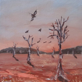 Eve Jorgensen: 'outback no 2', 2019 Acrylic Painting, Landscape. Artist Description: Inspired by the dusty , dry, red earth and sparseness of the vast AustralianCentral Outback...
