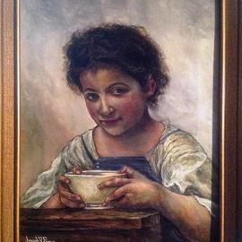 Joseph Porus: 'A Good Portion', 2013 Oil Painting, Portrait. Artist Description:                Oil on linen. Little girl based on orinal from Bourgureau                                         ...
