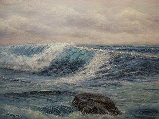 Joseph Porus: 'Breaking Water', 1989 Oil Painting, Seascape.     Oil on  stretched fine canvas.          ...