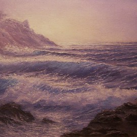 Joseph Porus: 'Close of Day', 1996 Oil Painting, Seascape. Artist Description:  Oil on canvas. A very soft sunset over the Pacific. Delicate balace of complementary colors is the tricky part here! ...