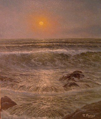 Joseph Porus: 'Fading Light', 1985 Oil Painting, Seascape.   Oil on  stretched fine canvas.            ...