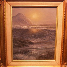 Joseph Porus: 'Golden Retreat', 1993 Oil Painting, Seascape. Artist Description:  Oil on canvas. Filtered light through a restful sea. Translucent wave and detailed foam patterns ...