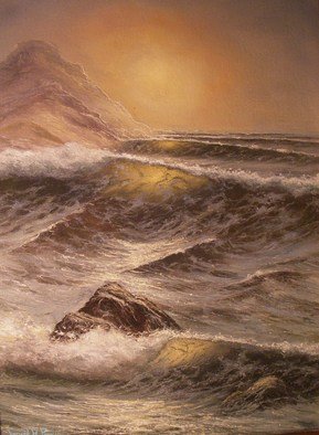 Joseph Porus: 'Golden Swell', 1998 Oil Painting, Seascape.    Oil on stretched fine canvas.   ...