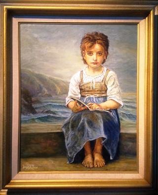 Joseph Porus: 'Little Girl Lost', 2013 Oil Painting, Portrait.  Oil on linen. I took the original Bourgurea and placed the girl on a beach with distant surf in the background....