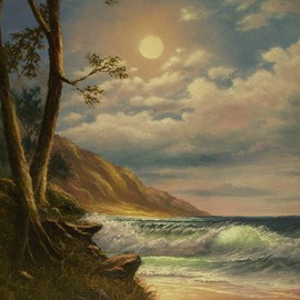 Joseph Porus: 'Moons Up', 1994 Oil Painting, Seascape. Artist Description:       Oil on fine canvas.  ...