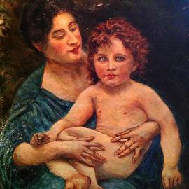 Joseph Porus: 'Mother and Child ', 2013 Oil Painting, People. Artist Description:                     Oil on linen Based on work of Bougureau and done in his style.!                                              ...
