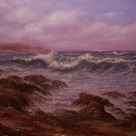 Joseph Porus: 'Rocky Shoreline', 1988 Oil Painting, Seascape. Artist Description:     Oil on  stretched fine canvas.              ...