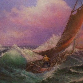 Joseph Porus: 'Sailing lesson', 1999 Oil Painting, Sailing. Artist Description:         Oil on fine canvas. Sailing can be a handful! Once you know what you are doing the fear turns to joy! ...