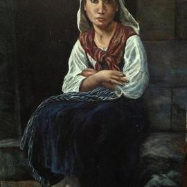Joseph Porus: 'Waiting', 2012 Oil Painting, Portrait. Artist Description:  Oil on linen. This painting is based onBourgureau' soriginal piece...