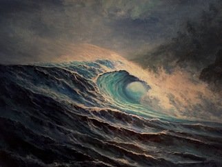 Joseph Porus: 'surfs up', 2017 Oil Painting, Seascape. Maui crashing surf...