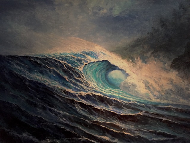 Joseph Porus  'Surfs Up', created in 2017, Original Painting Oil.