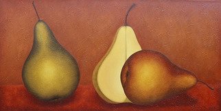 Judyta Bil: 'Two and a half pears', 2007 Oil Painting, Still Life.  Richly textured painting. Coat of protective finish gives the painting nice sheen. ...