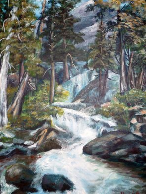 Julie Van Wyk: 'eagle peak', 2010 Oil Painting, Landscape.        tahoe across from emerald bay            ...